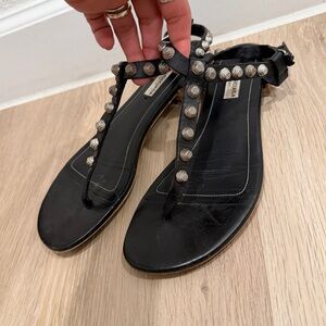 Balenciaga Black Sandals with Silver Studs
